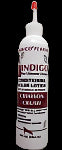 Indigo bottle with label